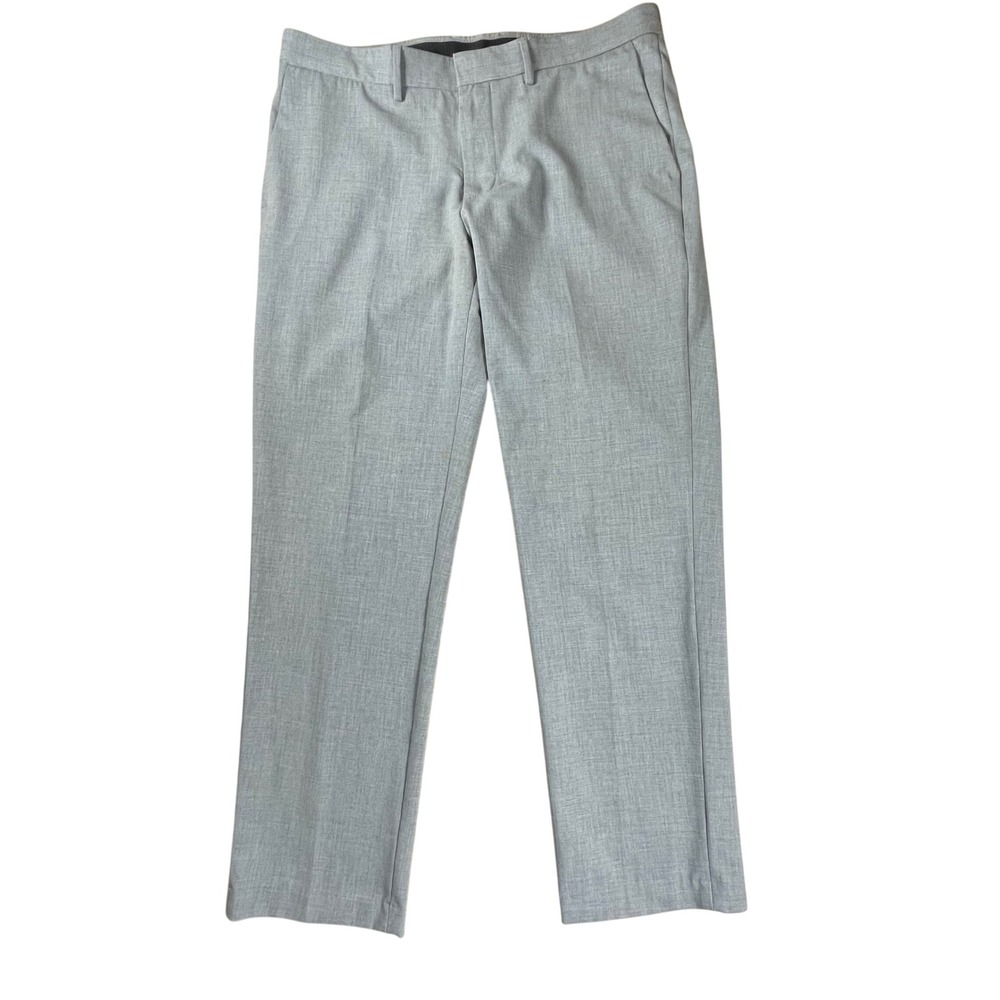 J.M. Haggar Dress Pants Mens 36x29 Slim‎ Fit Light Gray Business Casual Trousers